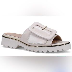 Women's Ron White Candra Napa Gray Leather Slide Sandals Size 9 US /40